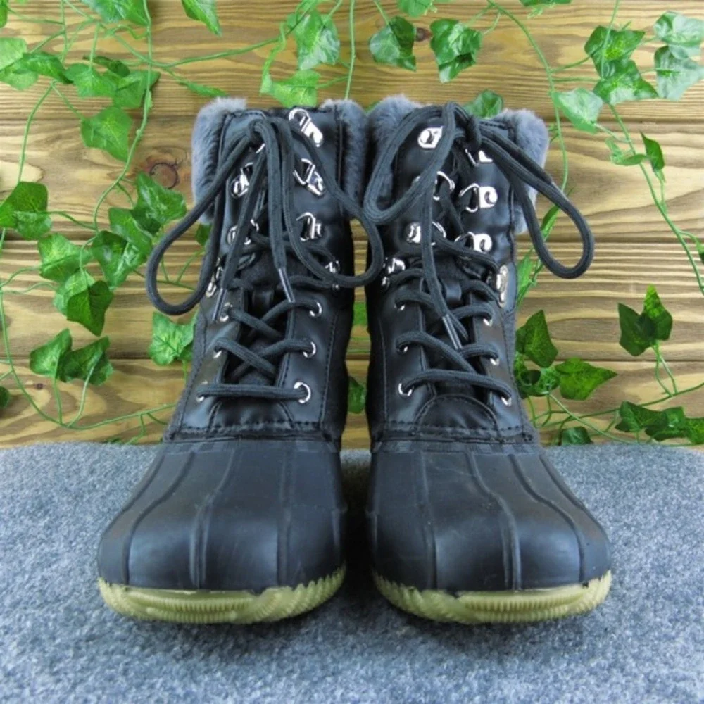 Tommy Hilfiger‎ TwRian2 Women Duck Boots Black Synthetic Lace Up Size 7 Medium